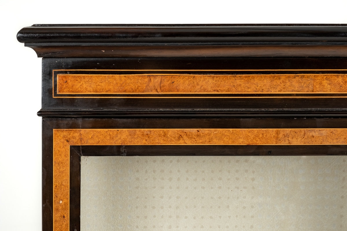 Pair of Victorian Walnut and Ebonised Display Cabinets