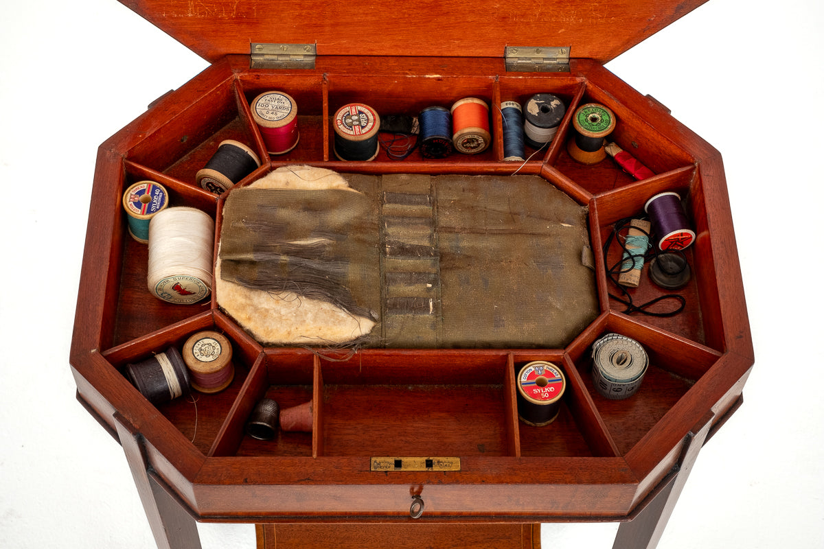 Sheraton Revival Mahogany Sewing Table