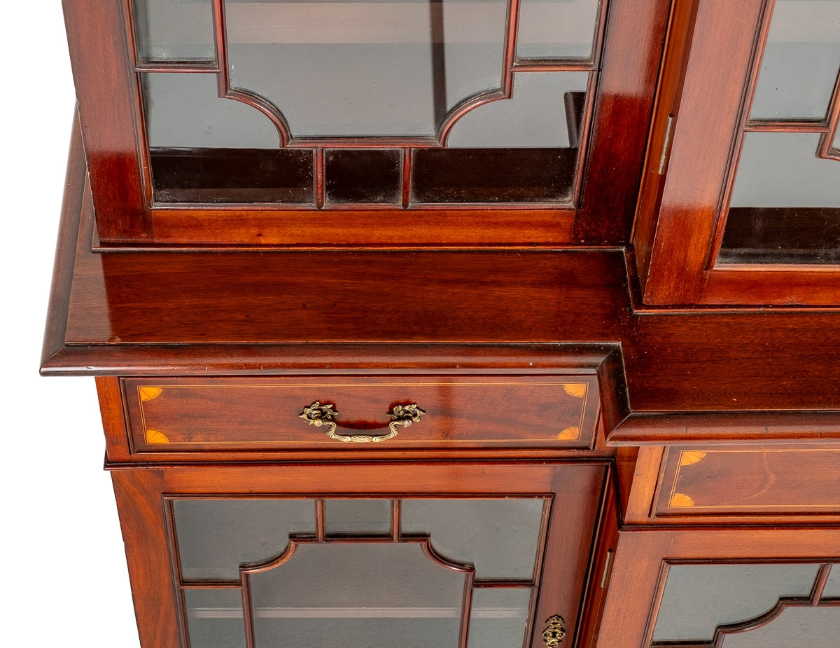 Sheraton Revival Mahogany Breakfront Bookcase
