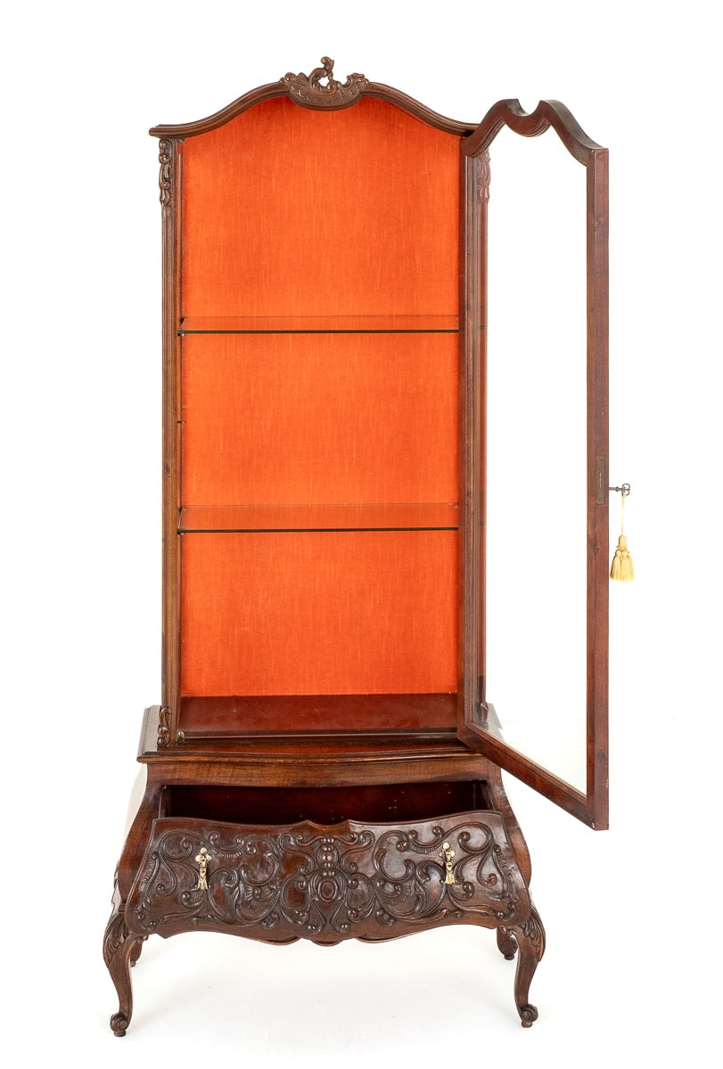 French Style Mahogany Glazed Display Cabinet