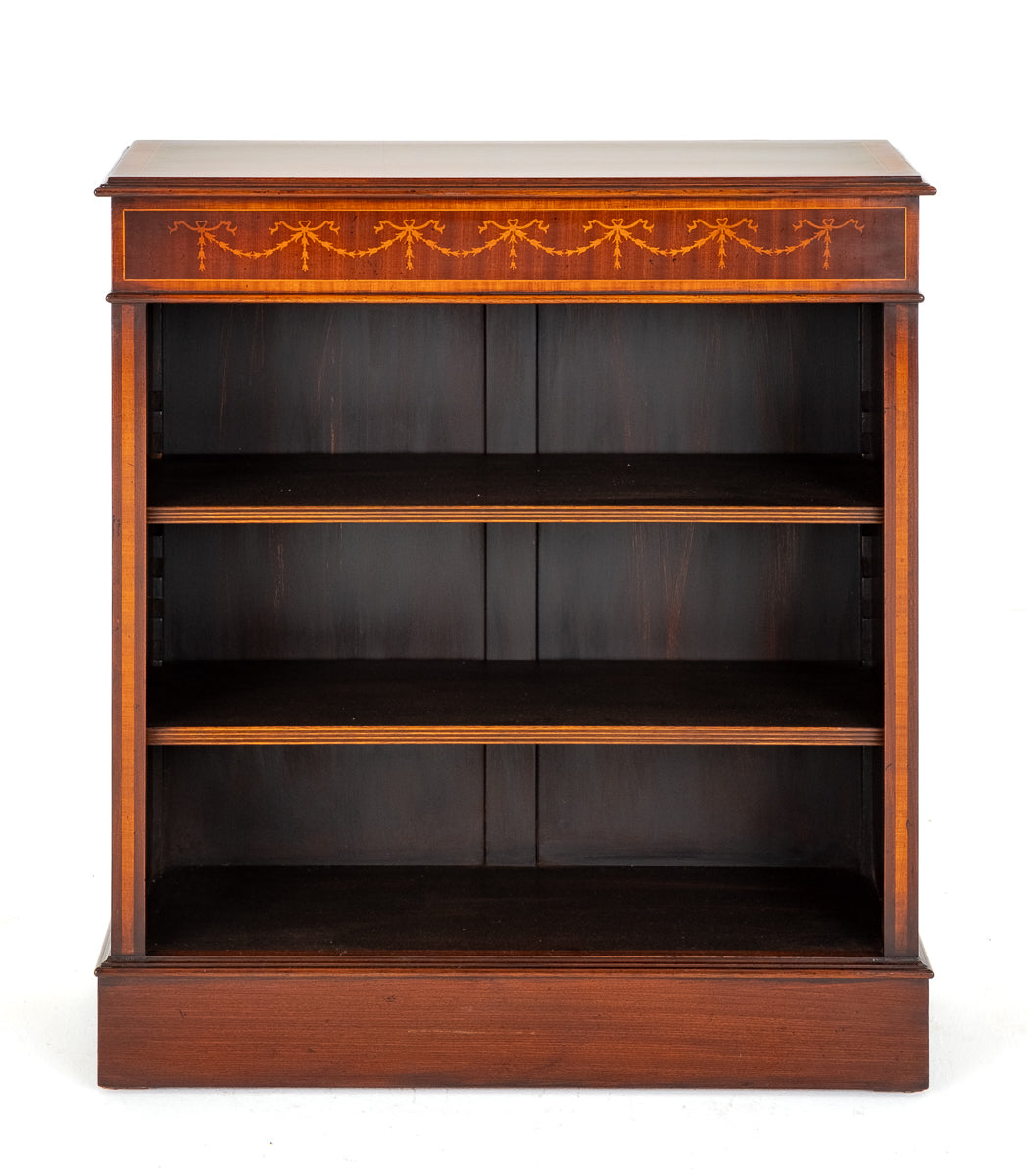 Mahogany Inlaid Open Bookcase