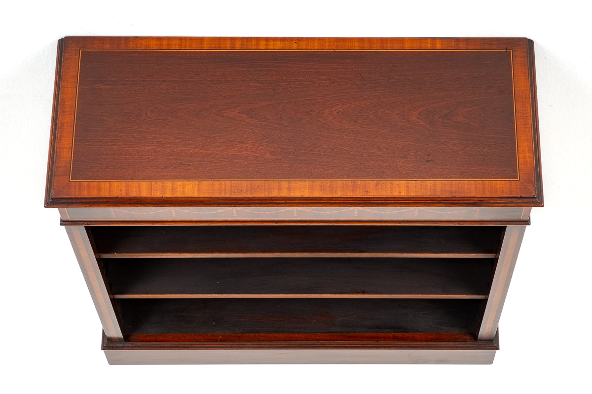 Mahogany Inlaid Open Bookcase
