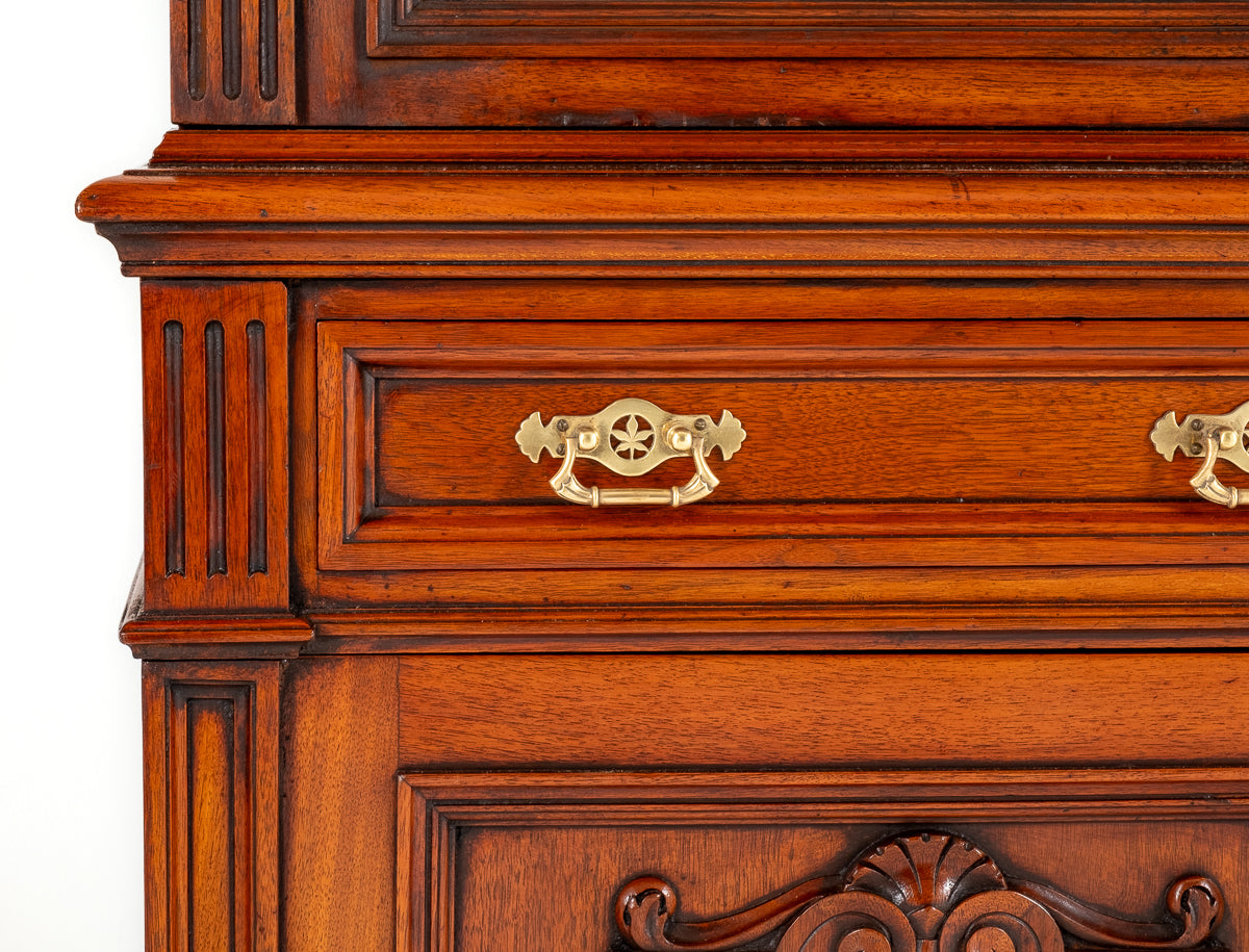 Victorian Walnut 3 Door Glazed Bookcase