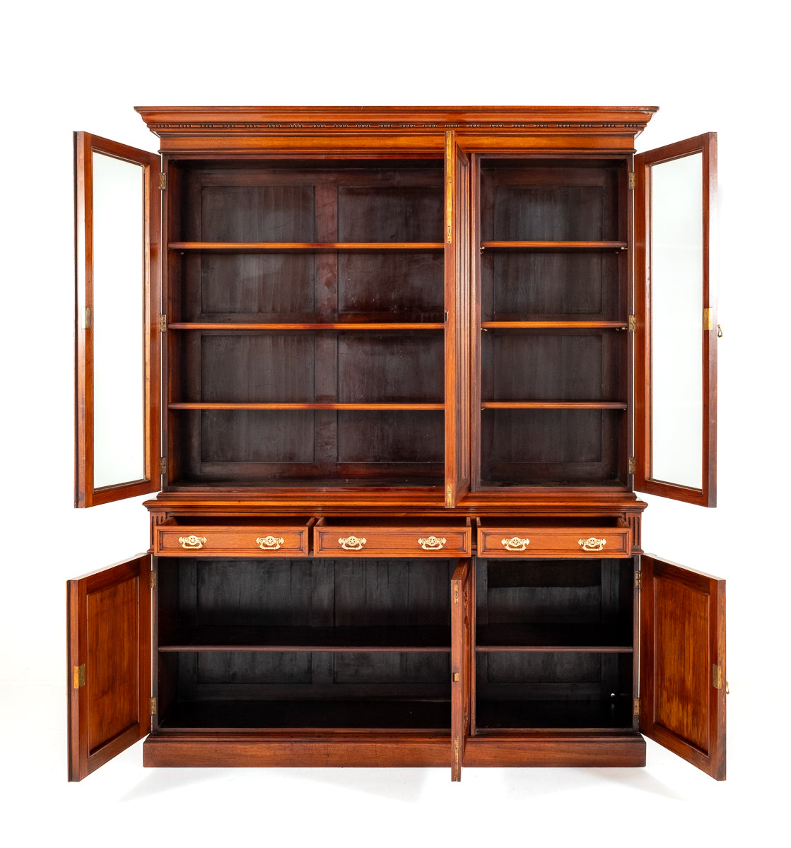 Victorian Walnut 3 Door Glazed Bookcase