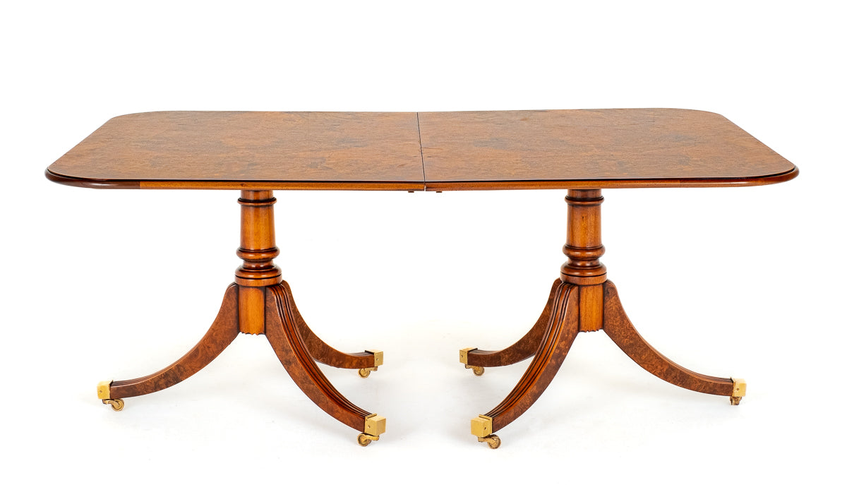 Burr Walnut Regency Revival Extending Dining Table