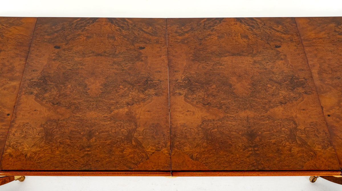 Burr Walnut Regency Revival Extending Dining Table