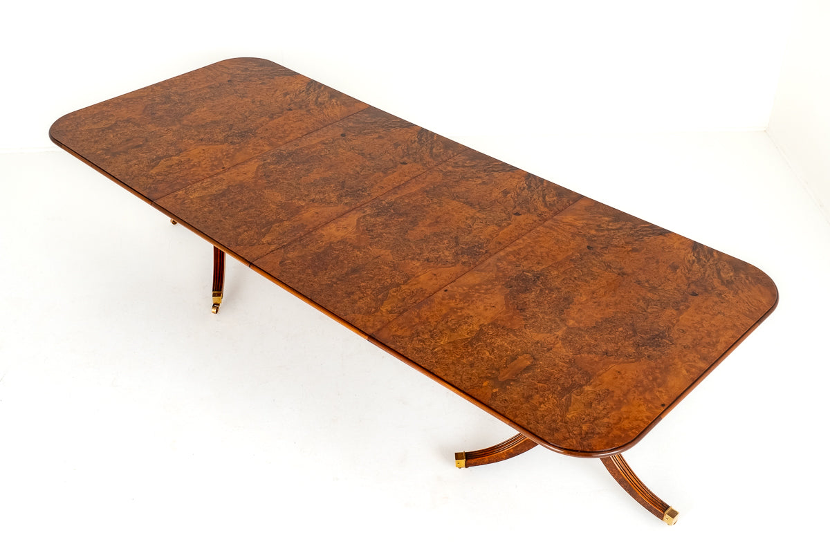Burr Walnut Regency Revival Extending Dining Table