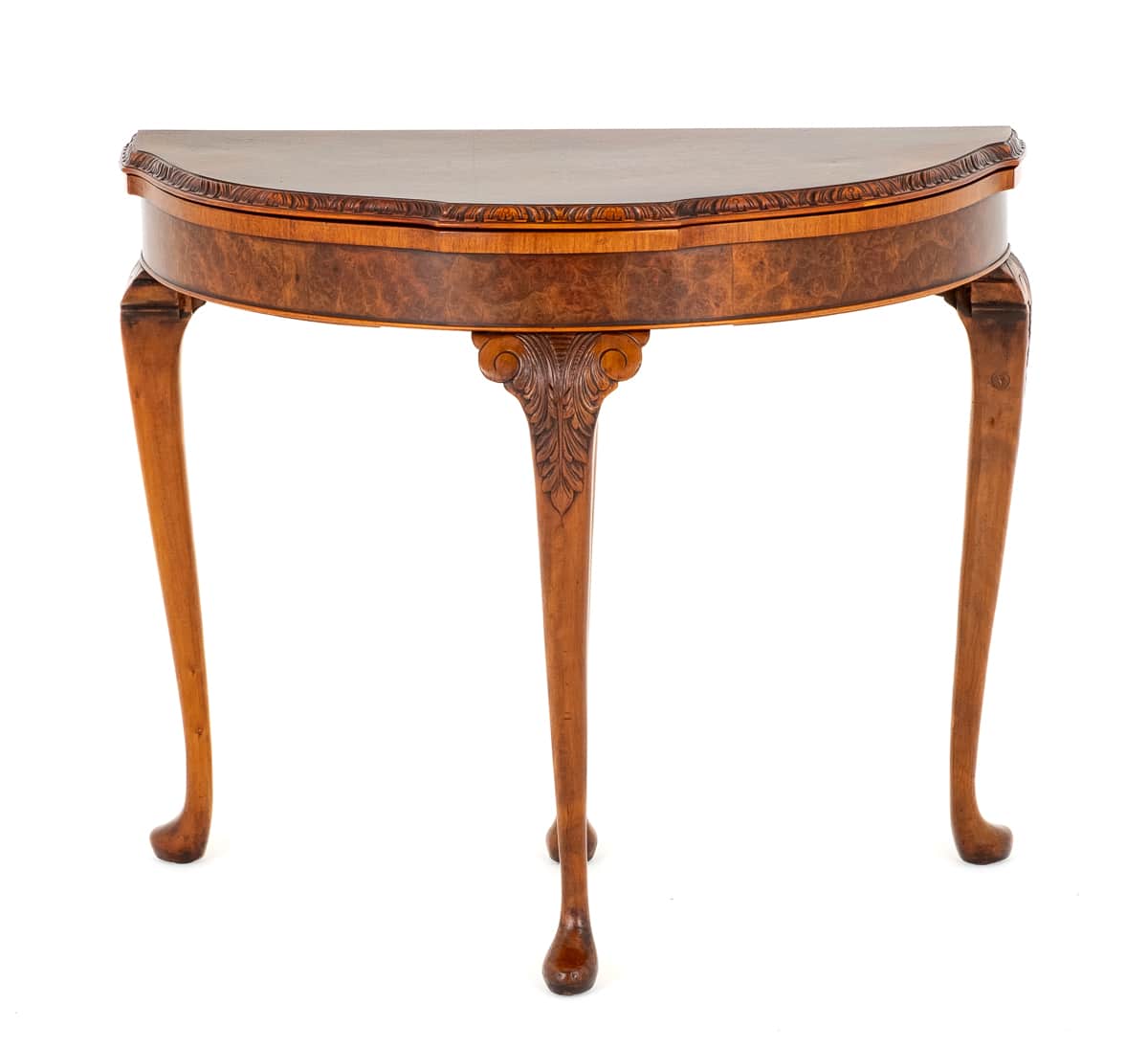 Burr Walnut Queen Anne Style card Table