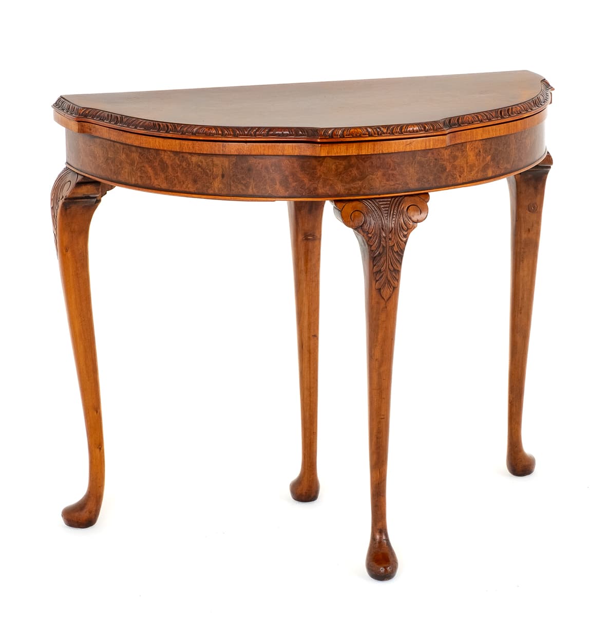 Burr Walnut Queen Anne Style card Table
