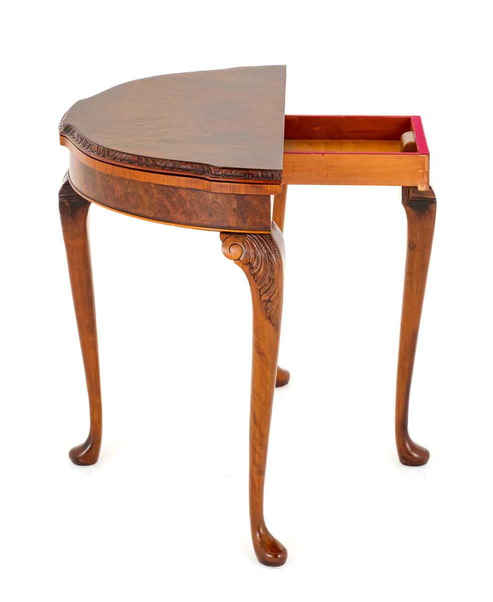 Burr Walnut Queen Anne Style card Table