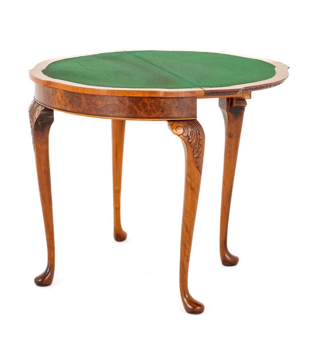 Burr Walnut Queen Anne Style card Table