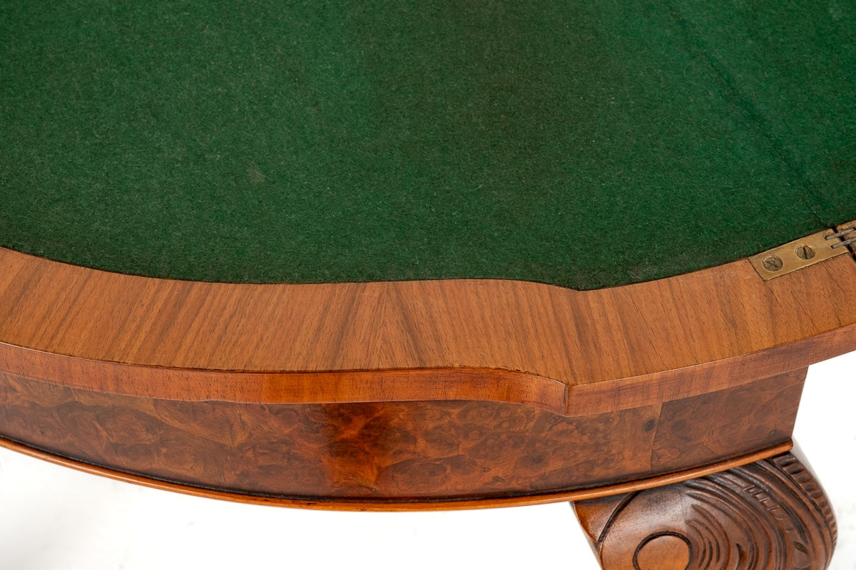 Burr Walnut Queen Anne Style card Table