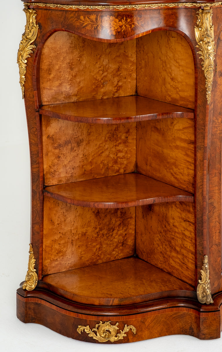 Wonderful Victorian Burr Walnut Mirrored Back Credenza