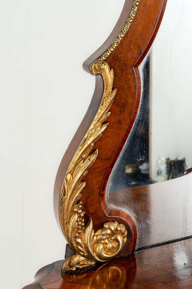 Wonderful Victorian Burr Walnut Mirrored Back Credenza