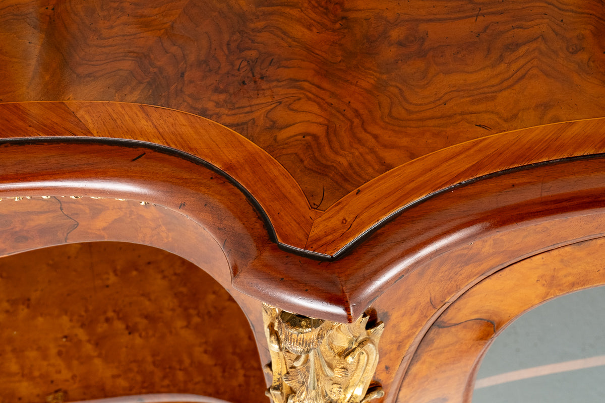 Wonderful Victorian Burr Walnut Mirrored Back Credenza
