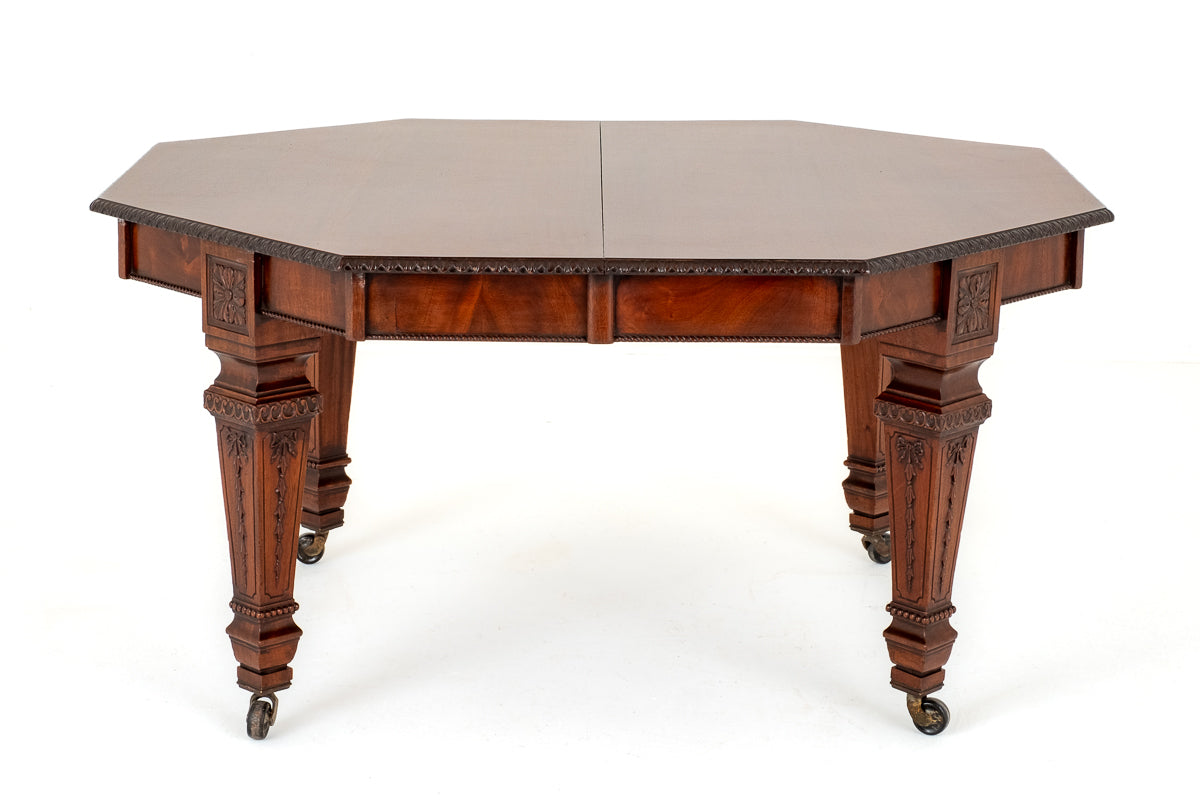 10 - 12 Seater Victorian Octagonal Mahogany Extending Dining Table