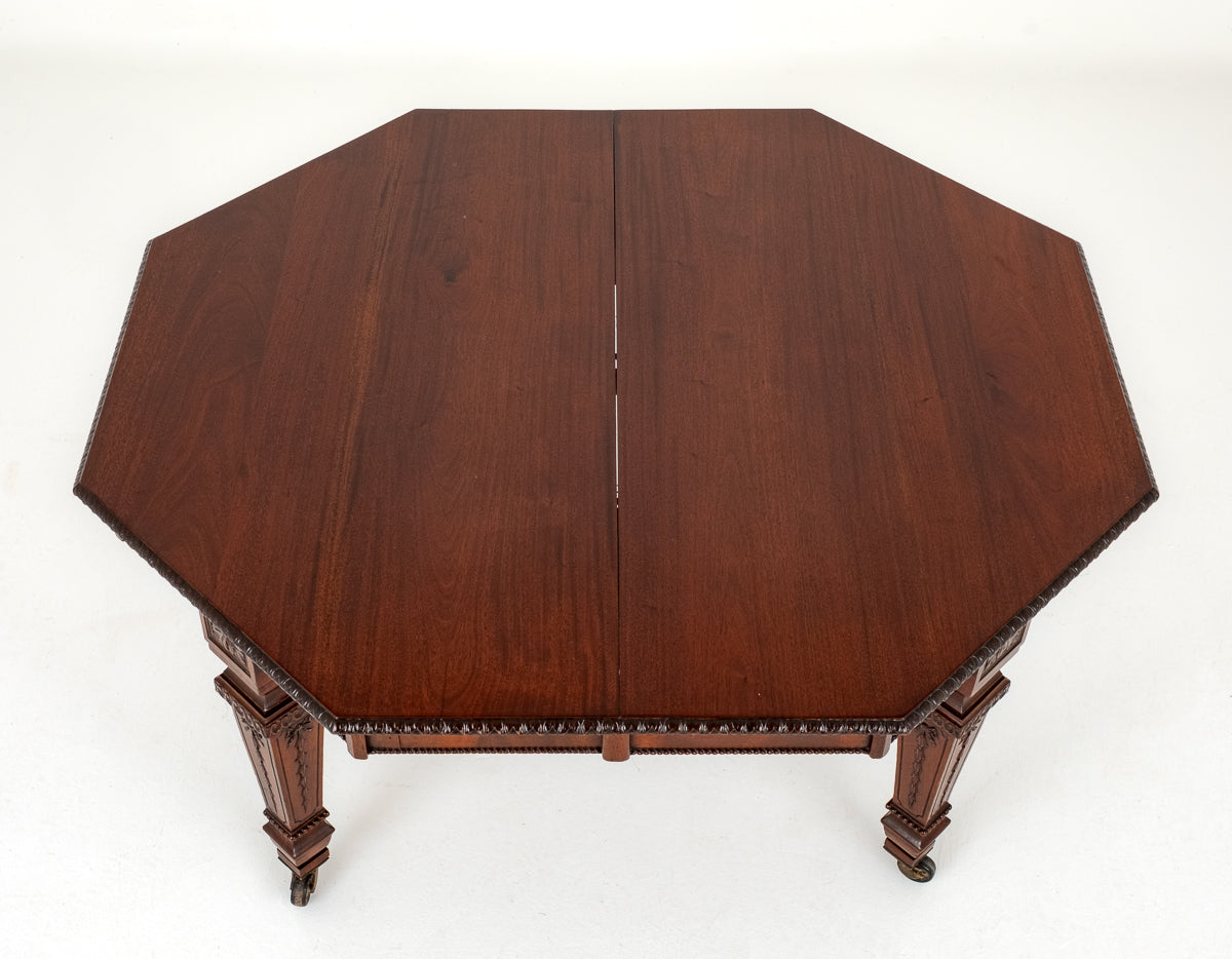 10 - 12 Seater Victorian Octagonal Mahogany Extending Dining Table