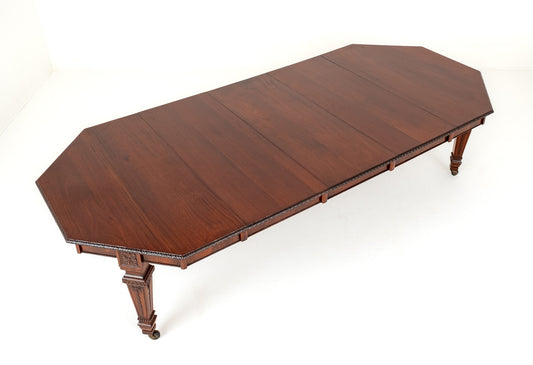 10 - 12 Seater Victorian Octagonal Mahogany Extending Dining Table
