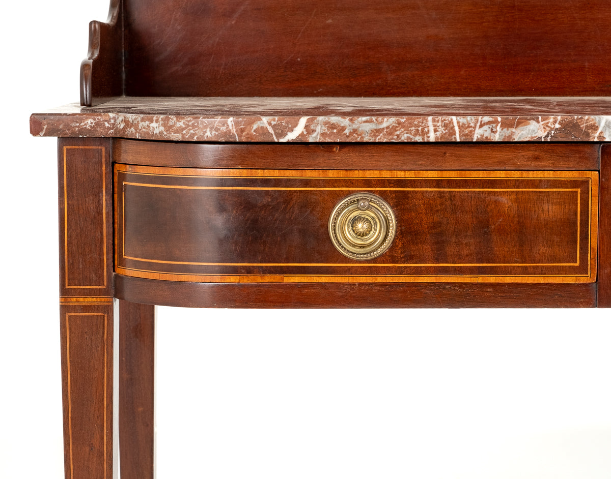 Sheraton Revival Mahogany Marble Top Side Table