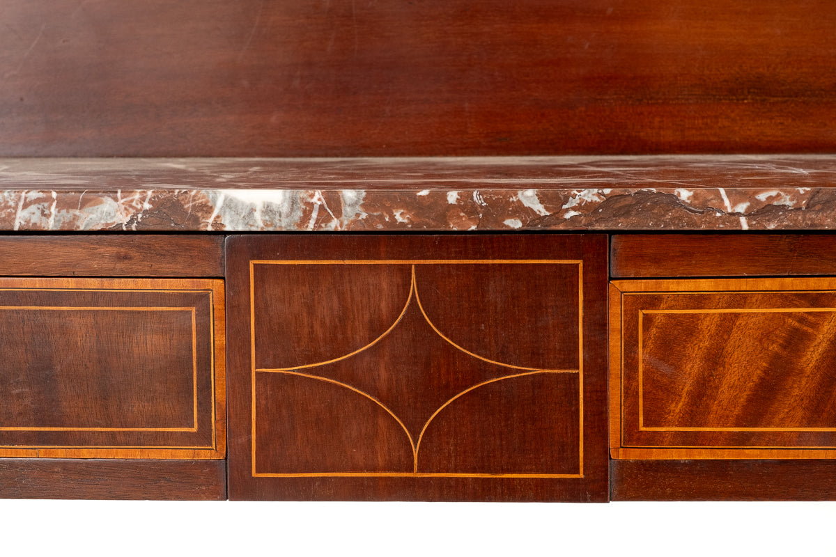 Sheraton Revival Mahogany Marble Top Side Table