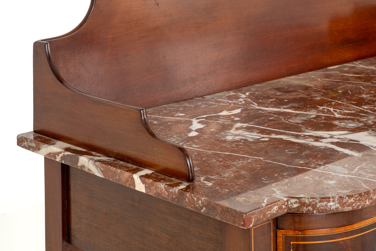 Sheraton Revival Mahogany Marble Top Side Table