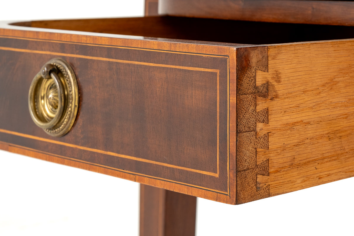 Sheraton Revival Mahogany Marble Top Side Table