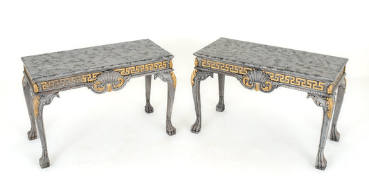 Pair of Chippendale Style Painted Console Tables