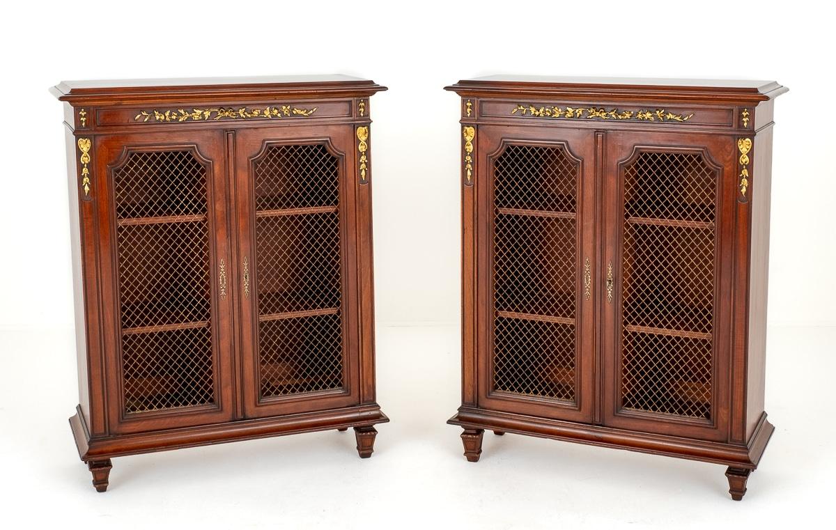 Wonderful Pair of French Walnut Side Cabinets
