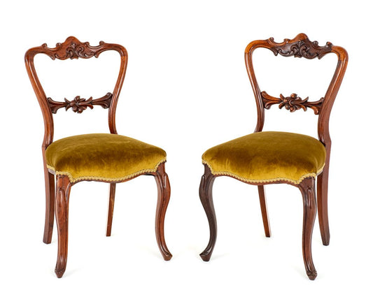 Pretty Pair of Rosewood Side Chairs Swept Back Legs