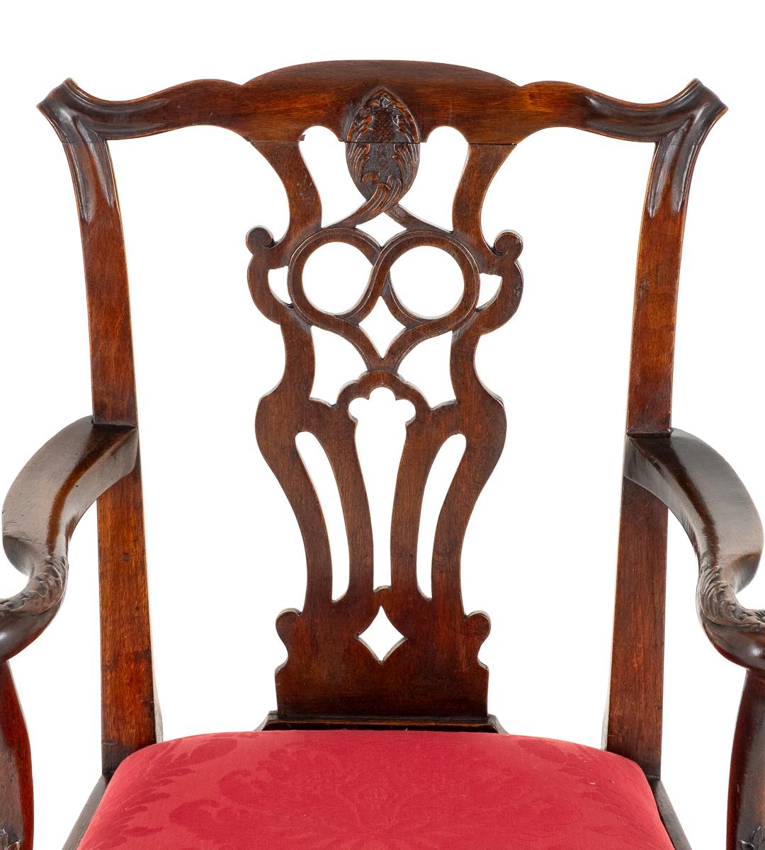18th Century Mahogany Chippendale Style Arm Chair