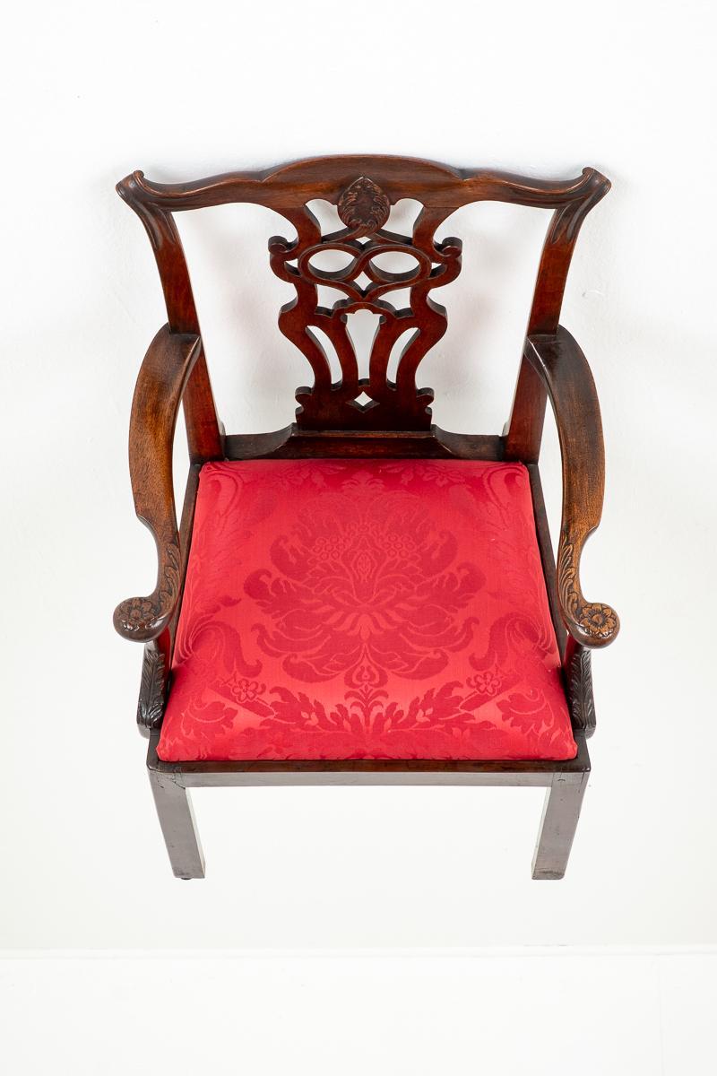 18th Century Mahogany Chippendale Style Arm Chair