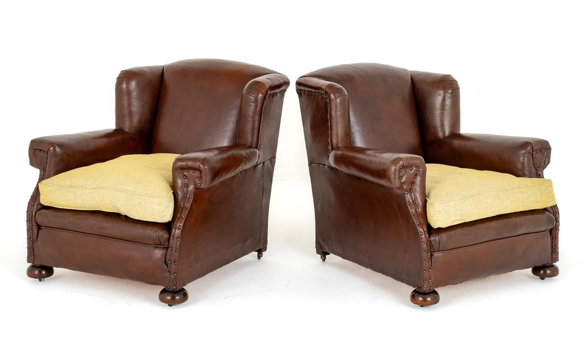 Pair of Victorian Leather Club Chairs