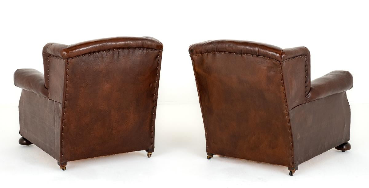 Pair of Victorian Leather Club Chairs