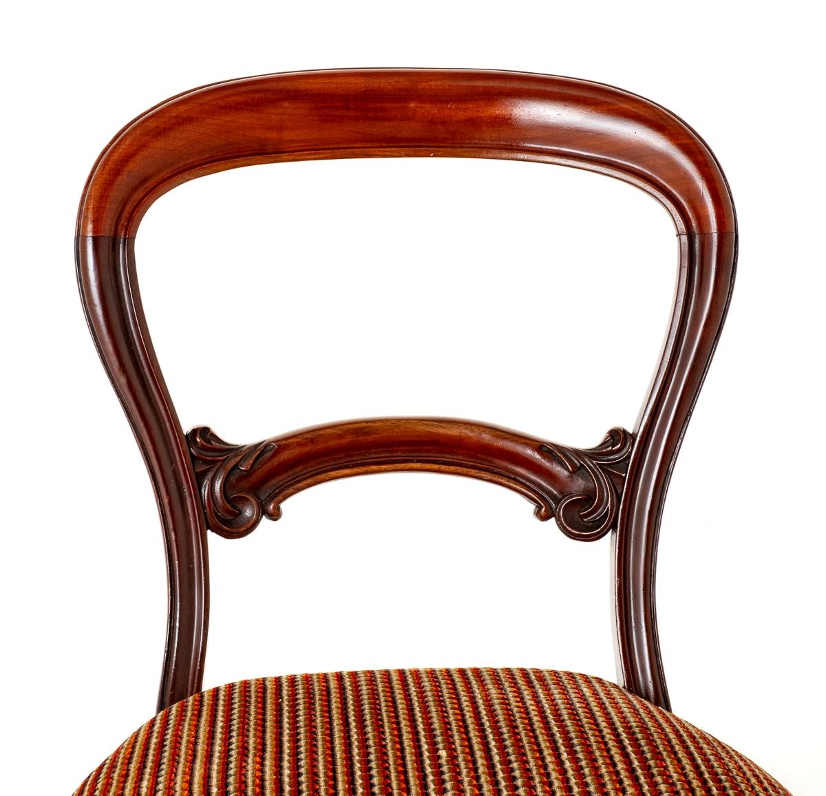 Set of 8 Early Victorian Mahogany Balloon Back Dining Chairs