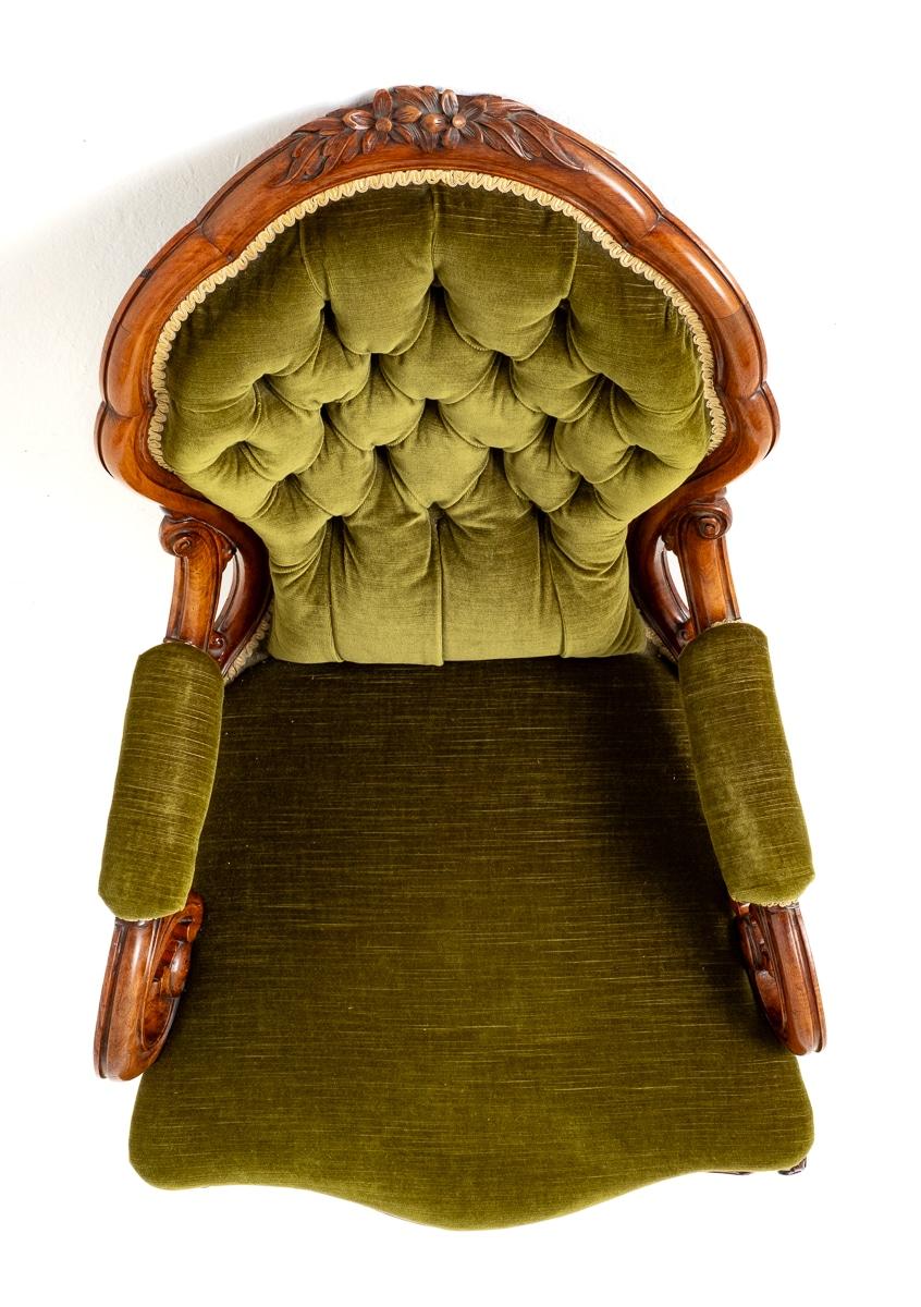 Victorian Walnut Open Arm Chair