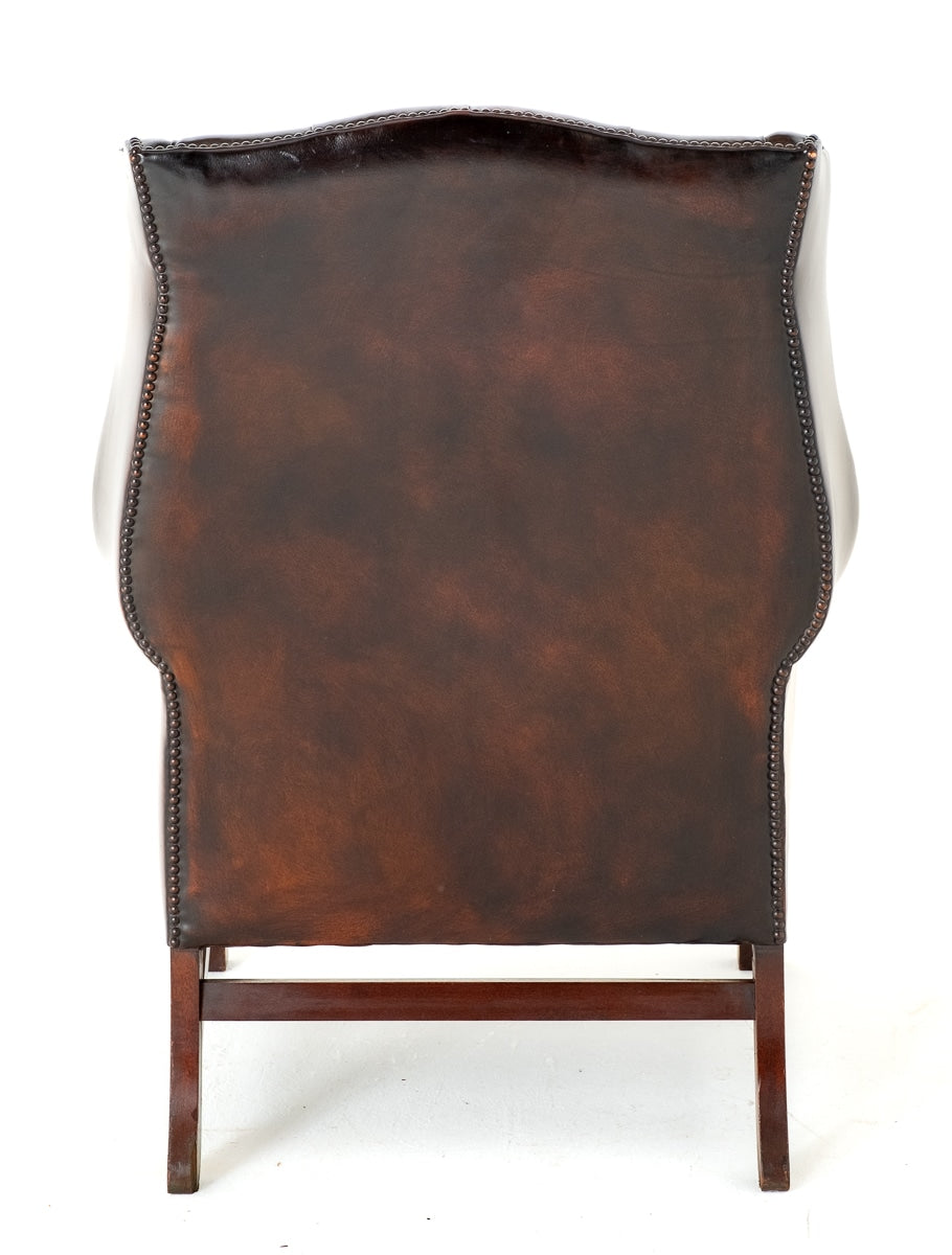 Georgian Revival Leather Wing Chair