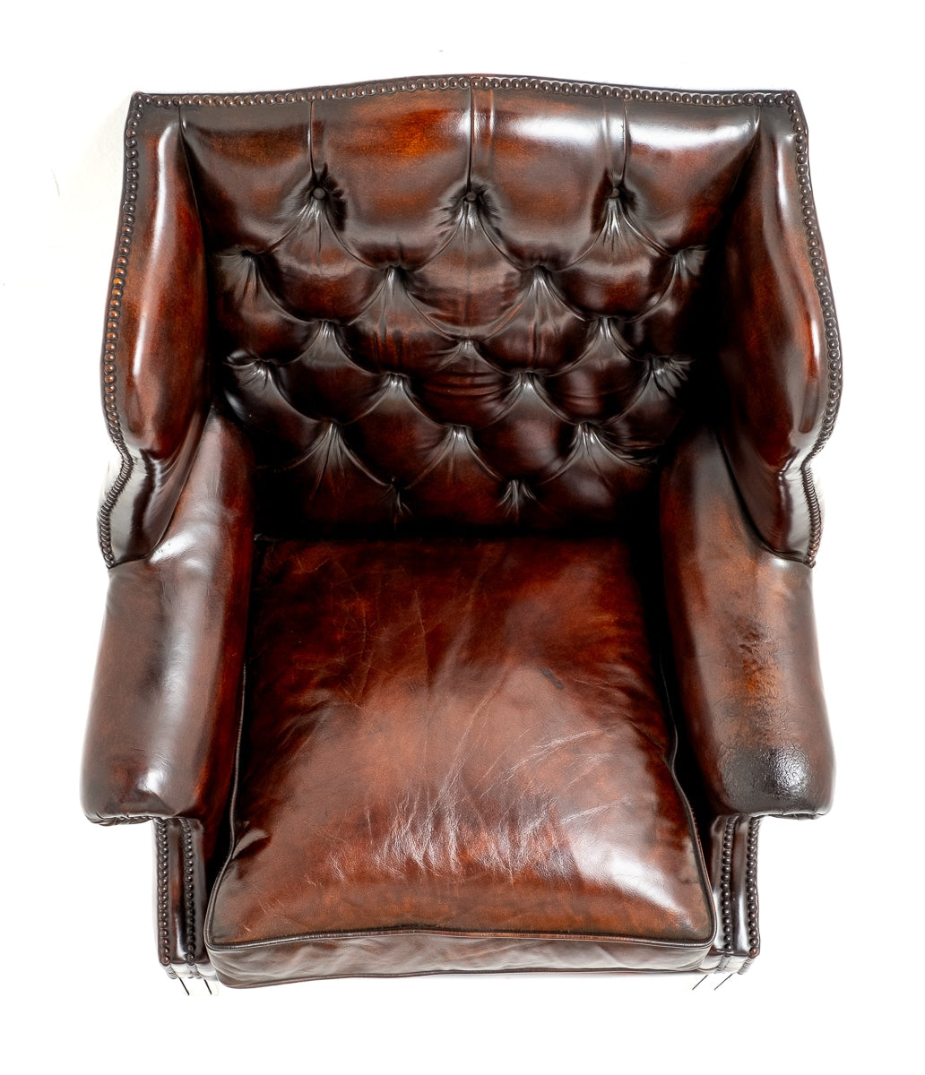 Georgian Revival Leather Wing Chair