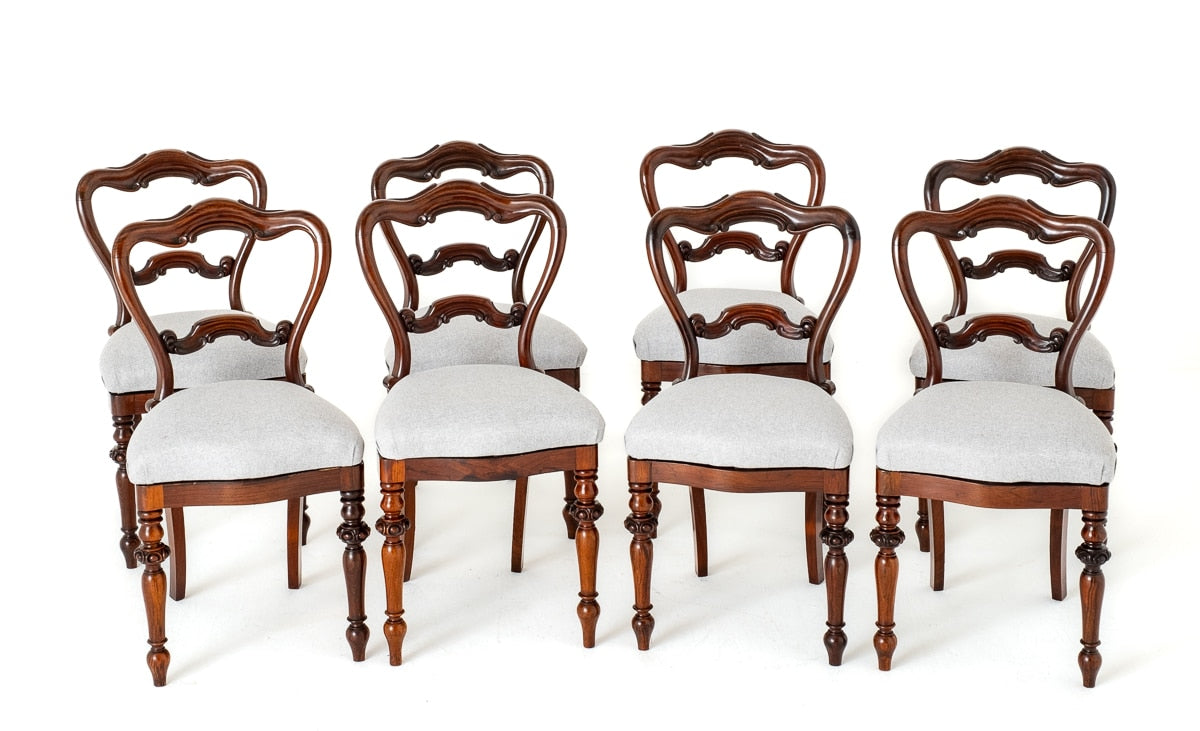 Set of 8 Pretty Victorian Rosewood Dining Chairs