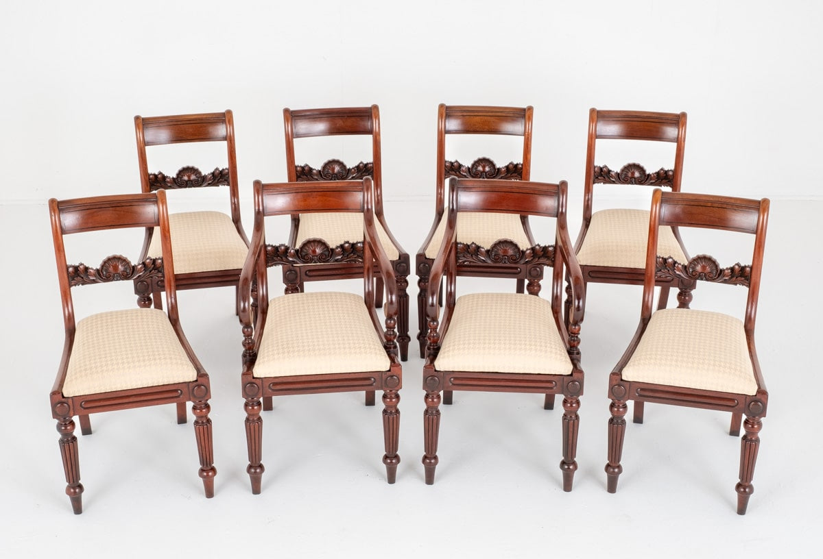 Set of 8 (6 + 2) Regency Period Mahogany Dining Chairs