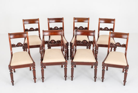 Set of 8 (6 + 2) Regency Period Mahogany Dining Chairs