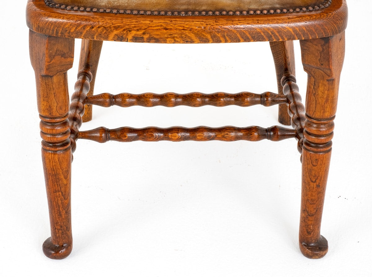 Victorian Oak and Leather Desk Chair