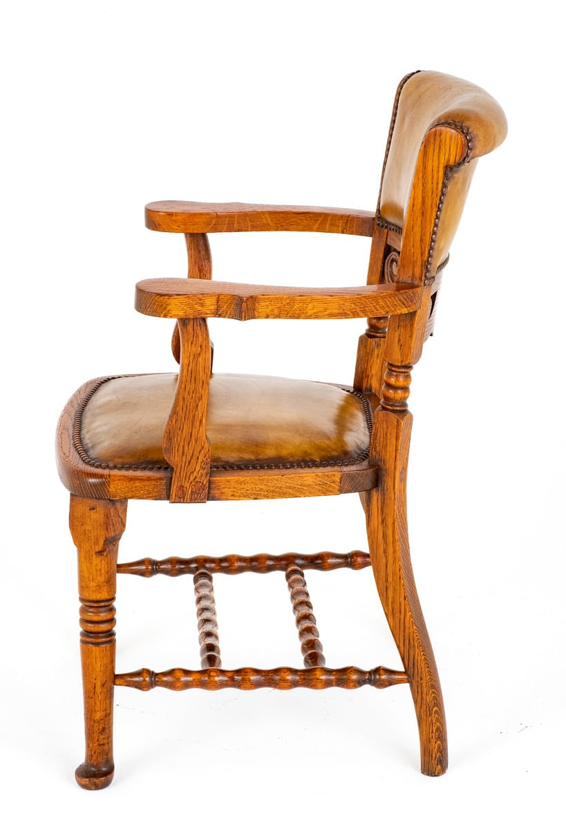 Victorian Oak and Leather Desk Chair