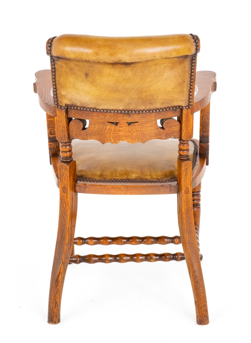 Victorian Oak and Leather Desk Chair
