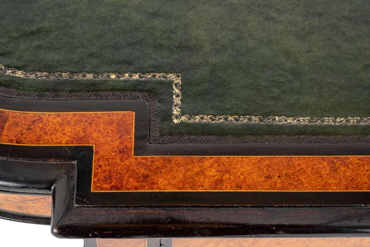 Good Quality Burr Walnut and Ebonised Writing Table