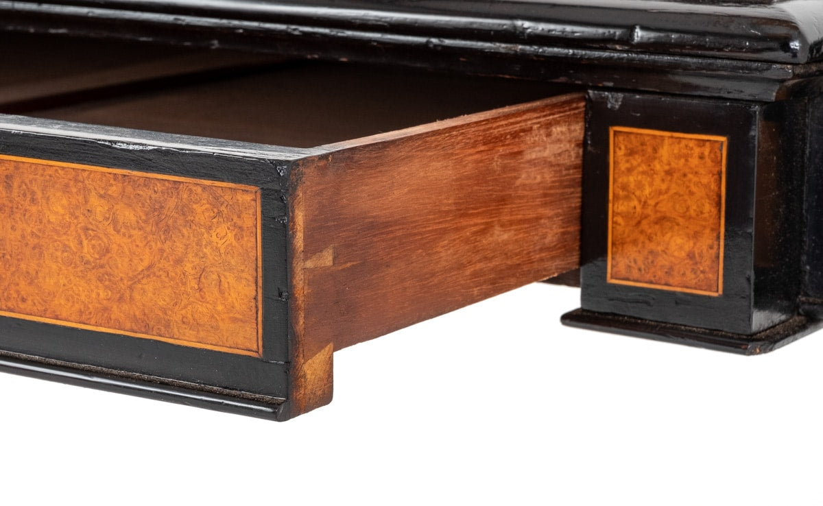 Good Quality Burr Walnut and Ebonised Writing Table