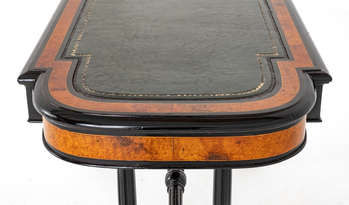 Good Quality Burr Walnut and Ebonised Writing Table