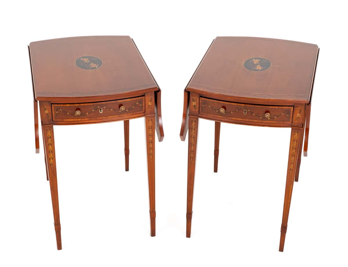 Pair of Sheraton Revival Mahogany Pembroke Tables
