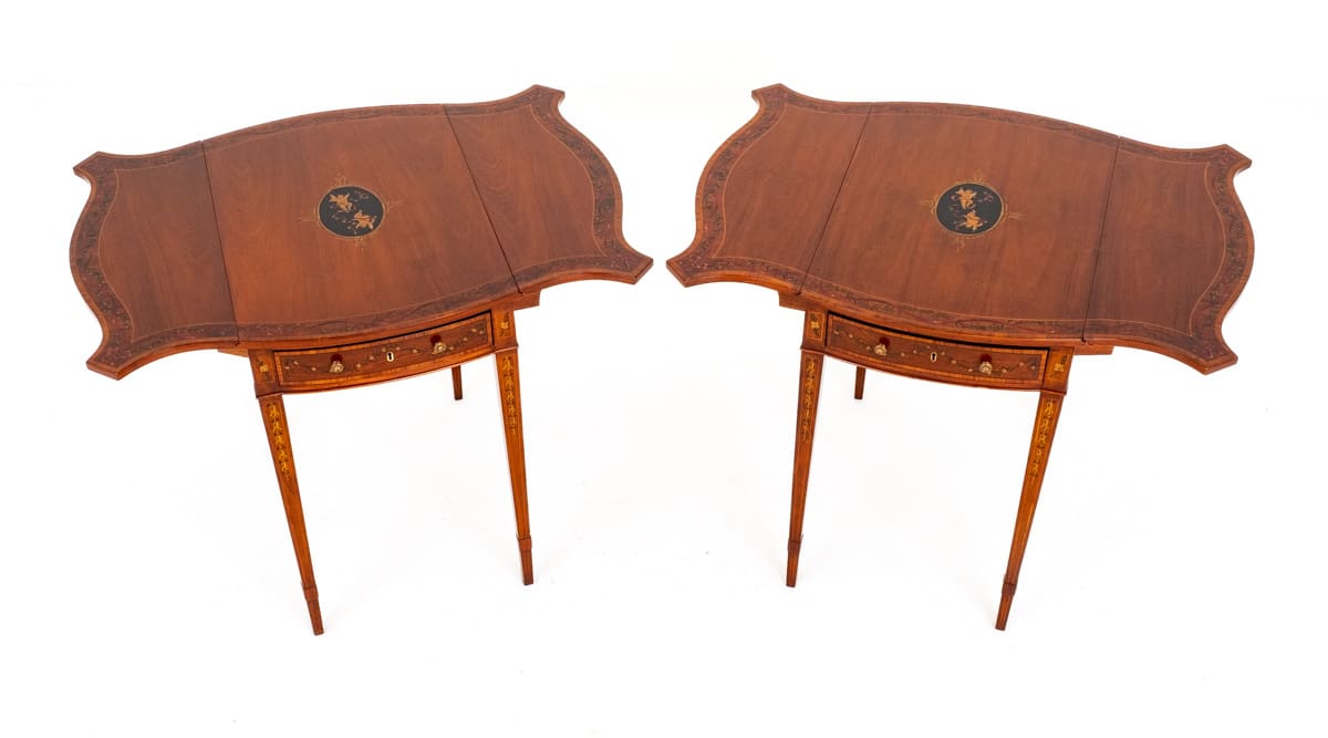 Pair of Sheraton Revival Mahogany Pembroke Tables