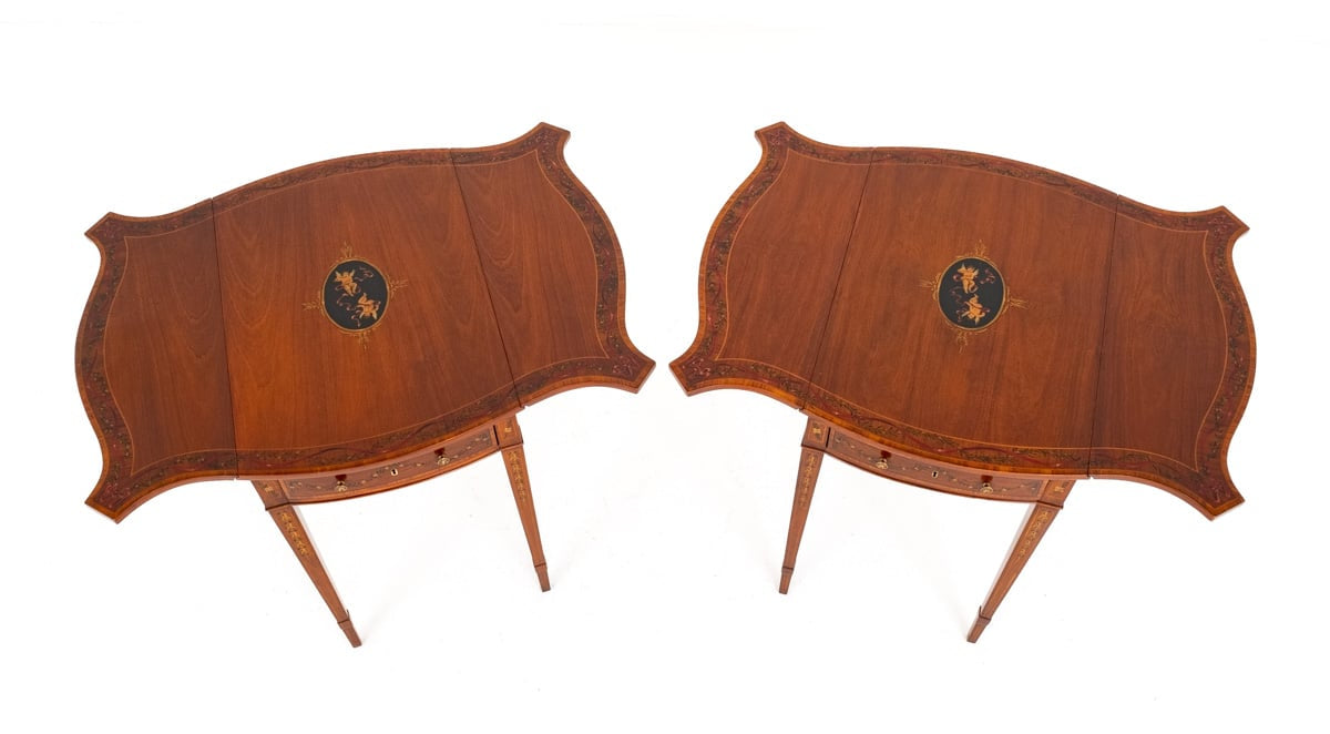 Pair of Sheraton Revival Mahogany Pembroke Tables