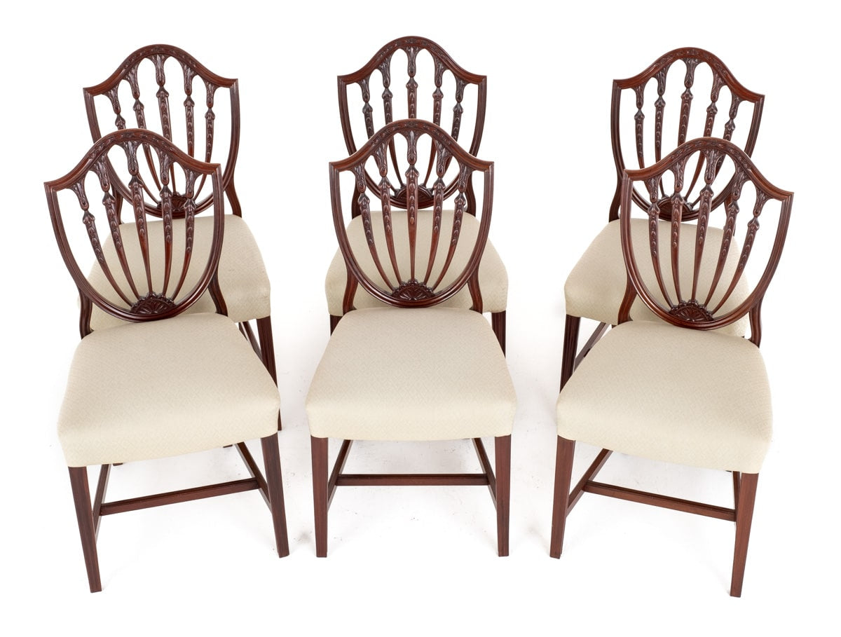 Set of 6 Mahogany Hepplewhite Revival Dining Chairs